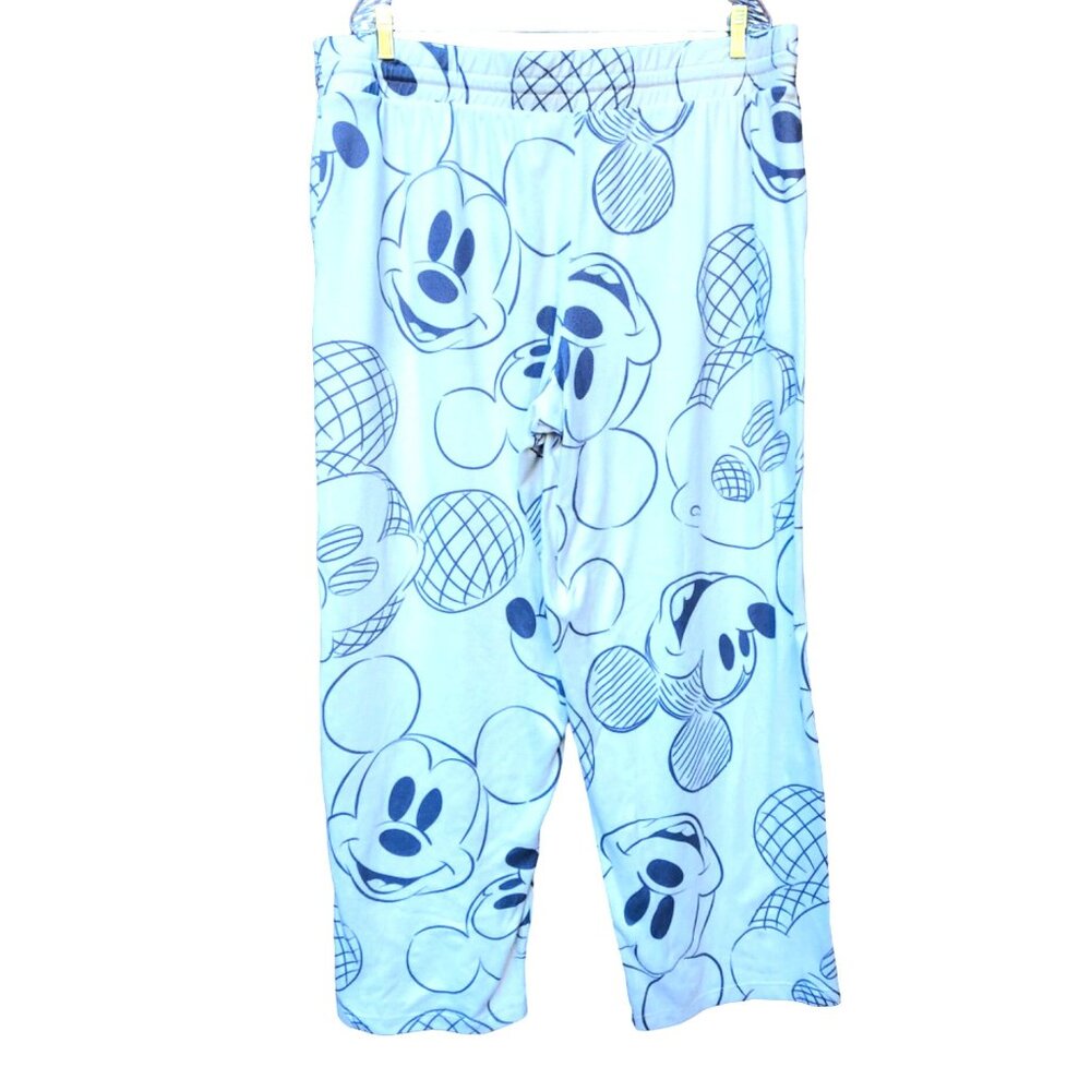 Disney Mickey Mouse Womens Fleece Lounge Pajama Pants White w Gray Graphic Sz 2X - Picture 4 of 4